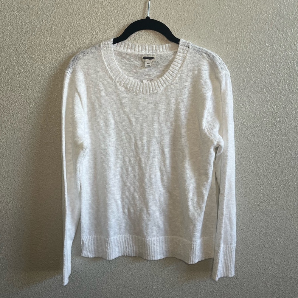 NWT J. Crew Crewneck Beach Sweater White Women’s XS - Picture 4 of 9